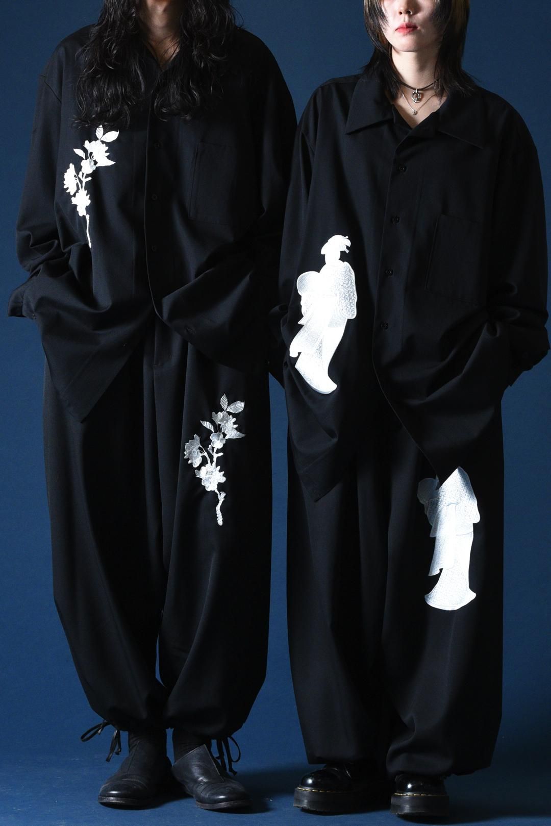 美品✨レオナール ロングシャツ 羽織 シルクウール 花柄 宝石 トリム 黒 L 美品✨レオナール ロングシャツ 羽織 シルクウール 花柄 宝石