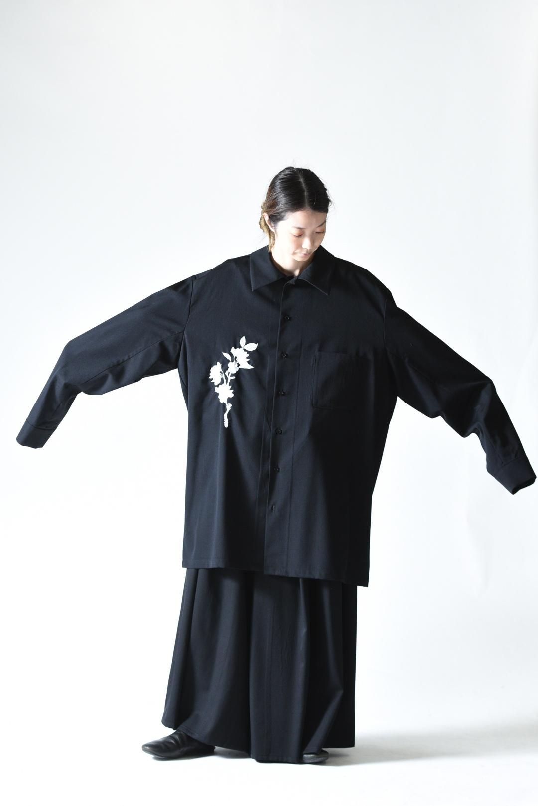 bishool wool gabardine long shirt ロングシャツ BISHOOL Wool Gabardine Big Pocket Shirt black - BISHOOL