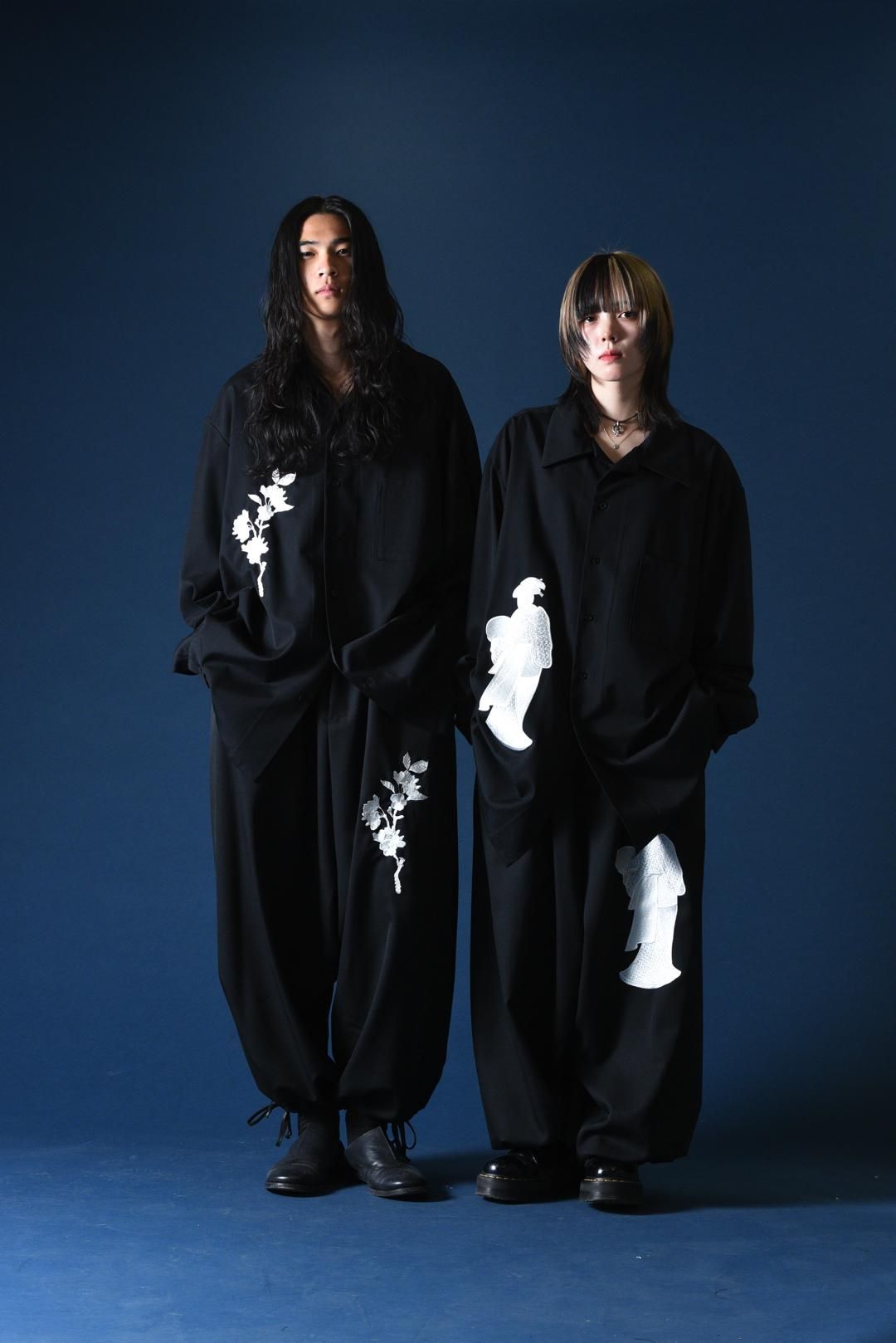 bishool wool gabardine long shirt ロングシャツ BISHOOL Embroidery Wool Gabardine Long Shirt -白桜