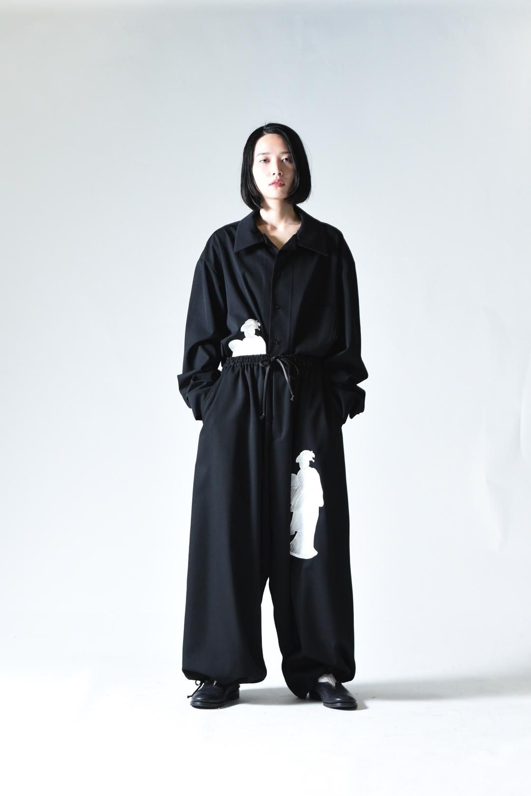 【BISHOOL】ウールギャバジンゴトギパンツ　サルエルパンツ　ワイドパンツ BISHOOL Wool Gabardine Easy Goto-Gi Pants navy - BISHOOL