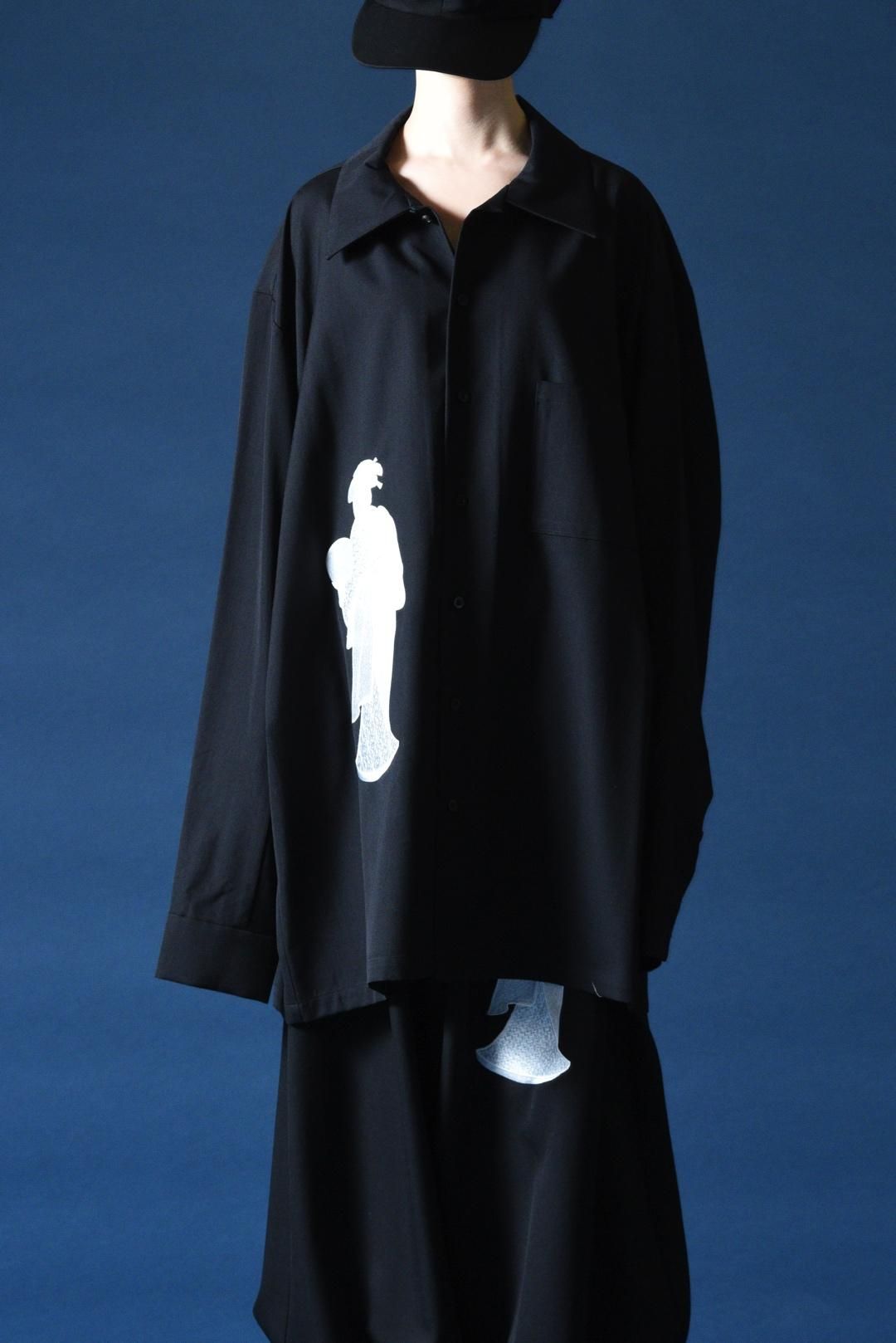 bishool wool gabardine long shirt ロングシャツ BISHOOL Embroidery Wool Gabardine Long Shirt -白桜