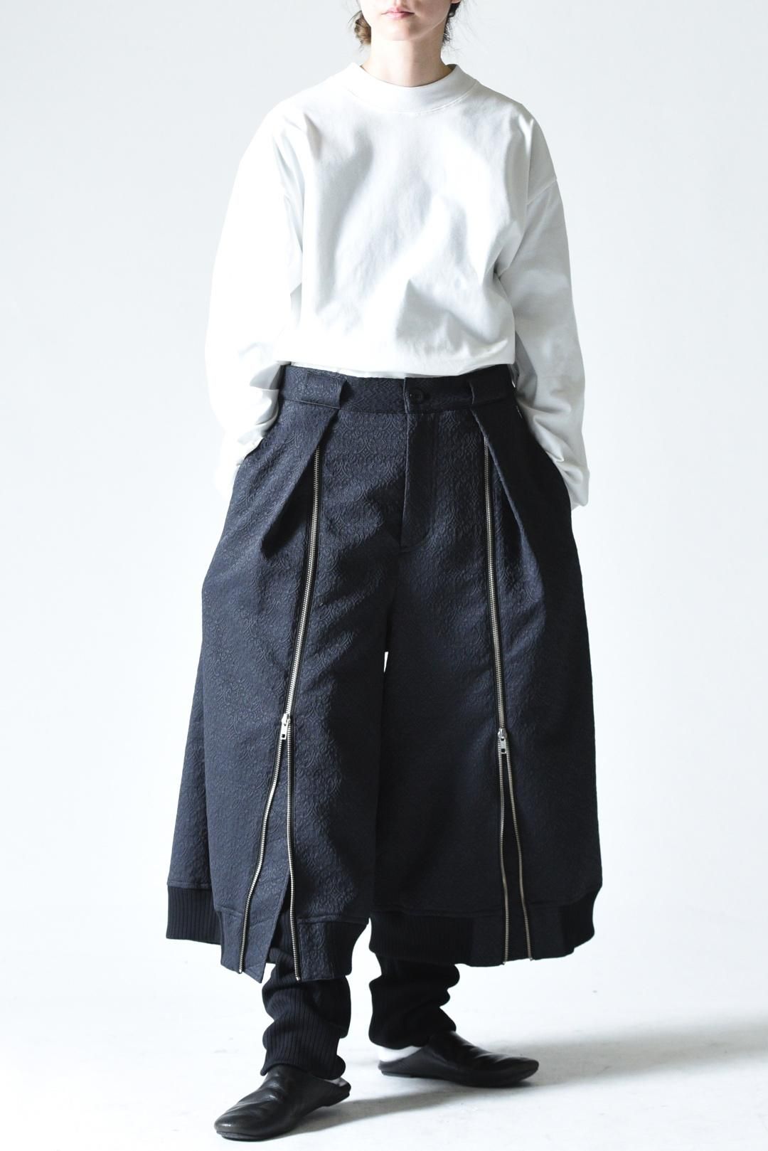 NaNo Art Layered rib blouson pants black - BISHOOL,Edwina