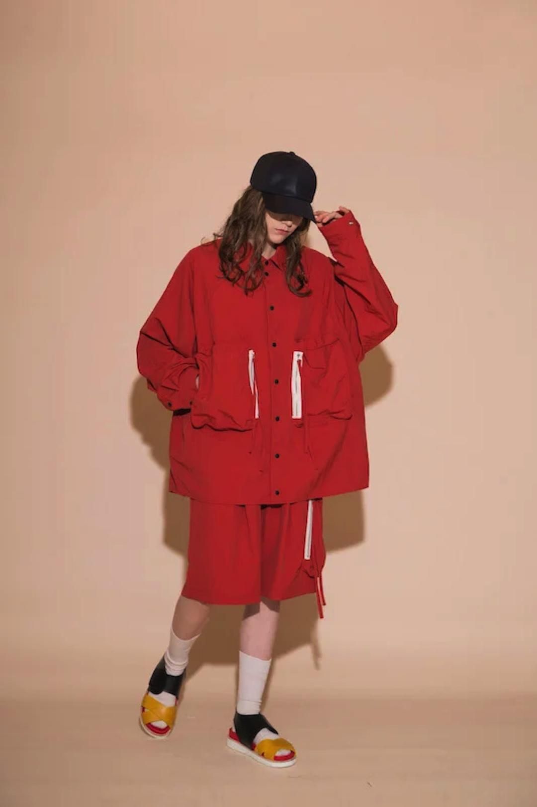 My Beautiful Landlet カーゴポケットビッグシャツ Red