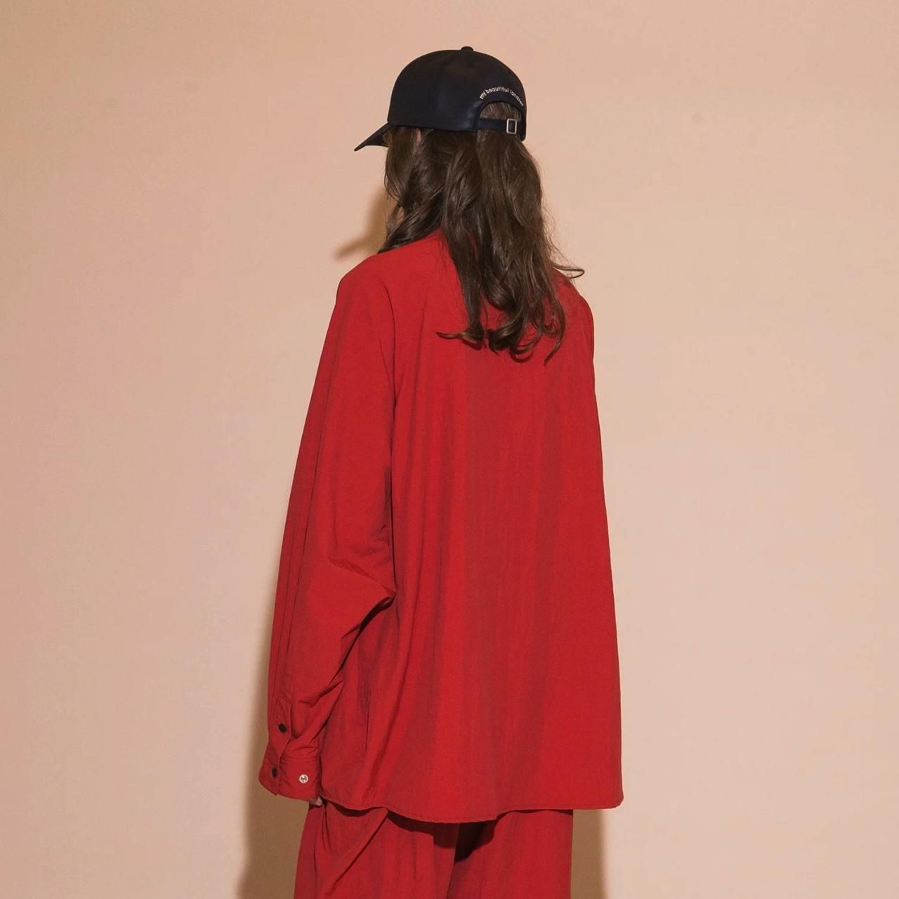 My Beautiful Landlet カーゴポケットビッグシャツ Red