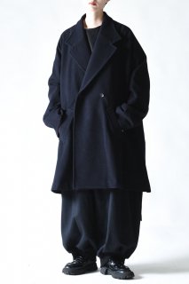 BISHOOL Melton Flow Slit Coat navy