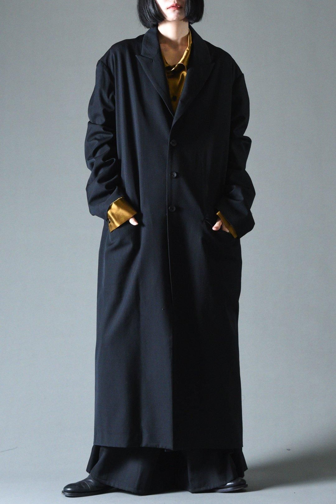 BISHOOL Wool Gabardine Peaked Lapel Long Coat - BISHOOL,Edwina ...