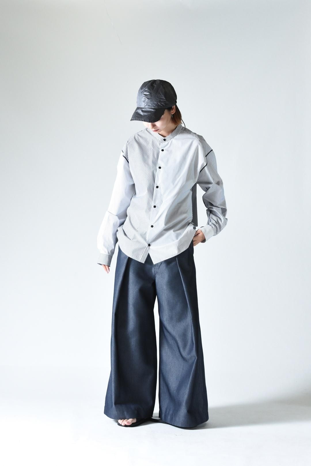 VOAAOV ソフトシーマスタンドカラーシャツ Gray Stripe VOAAOV ソフトシーマスタンドカラーシャツ Gray Stripe