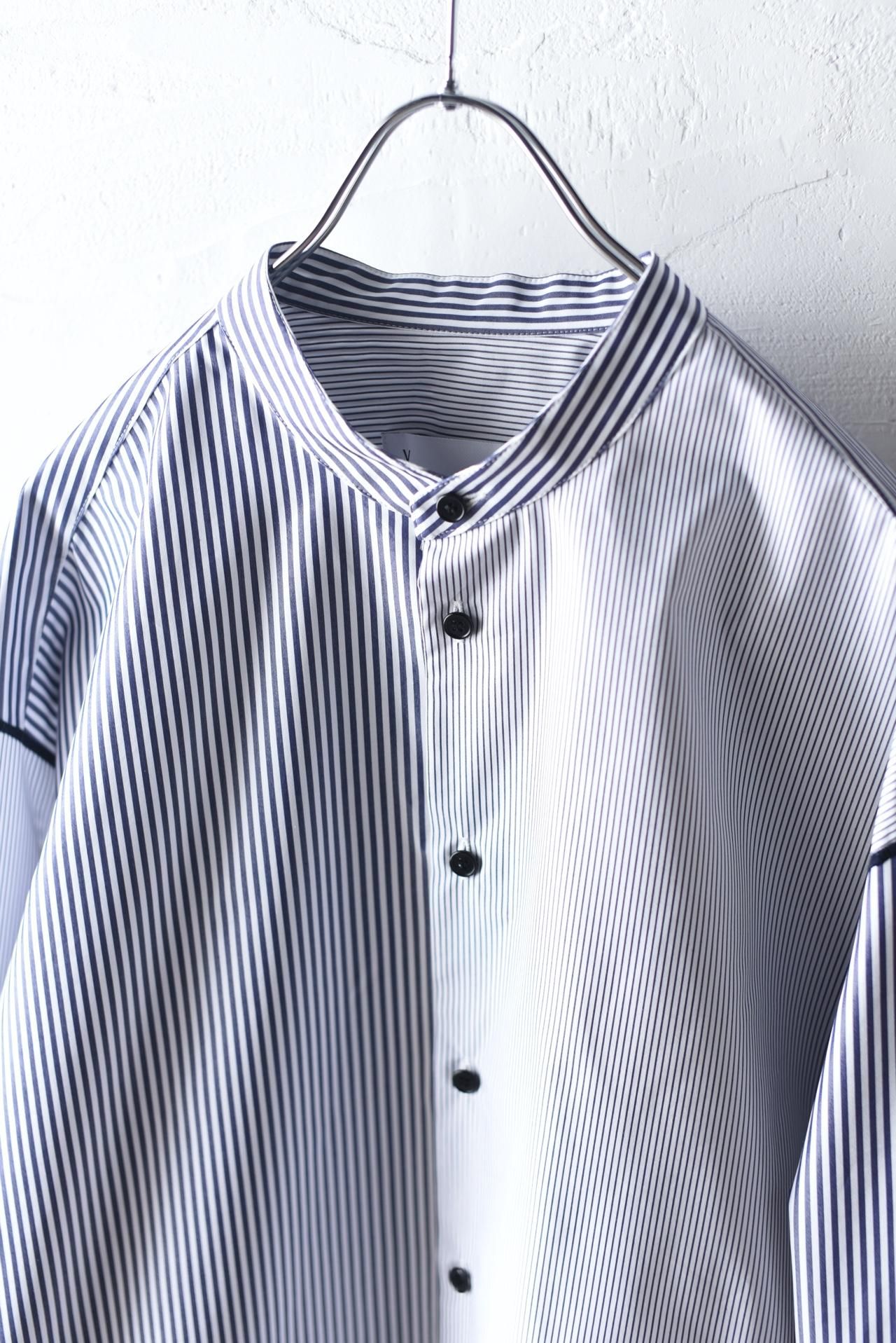 VOAAOV ソフトシーマスタンドカラーシャツ Gray Stripe