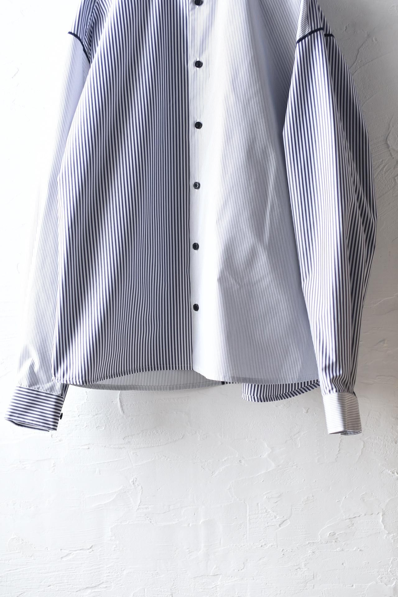 VOAAOV ソフトシーマスタンドカラーシャツ Gray Stripe