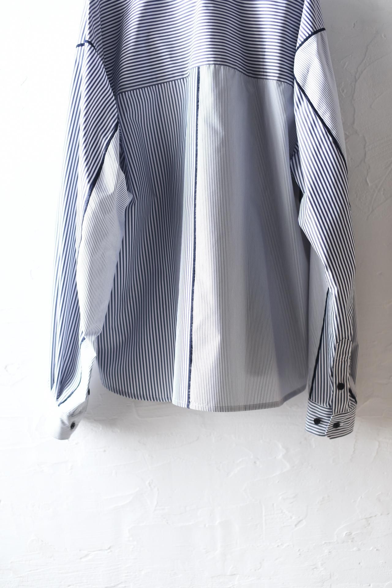 しままる VOAAOV ソフトシーマスタンドカラーシャツ Gray Stripe