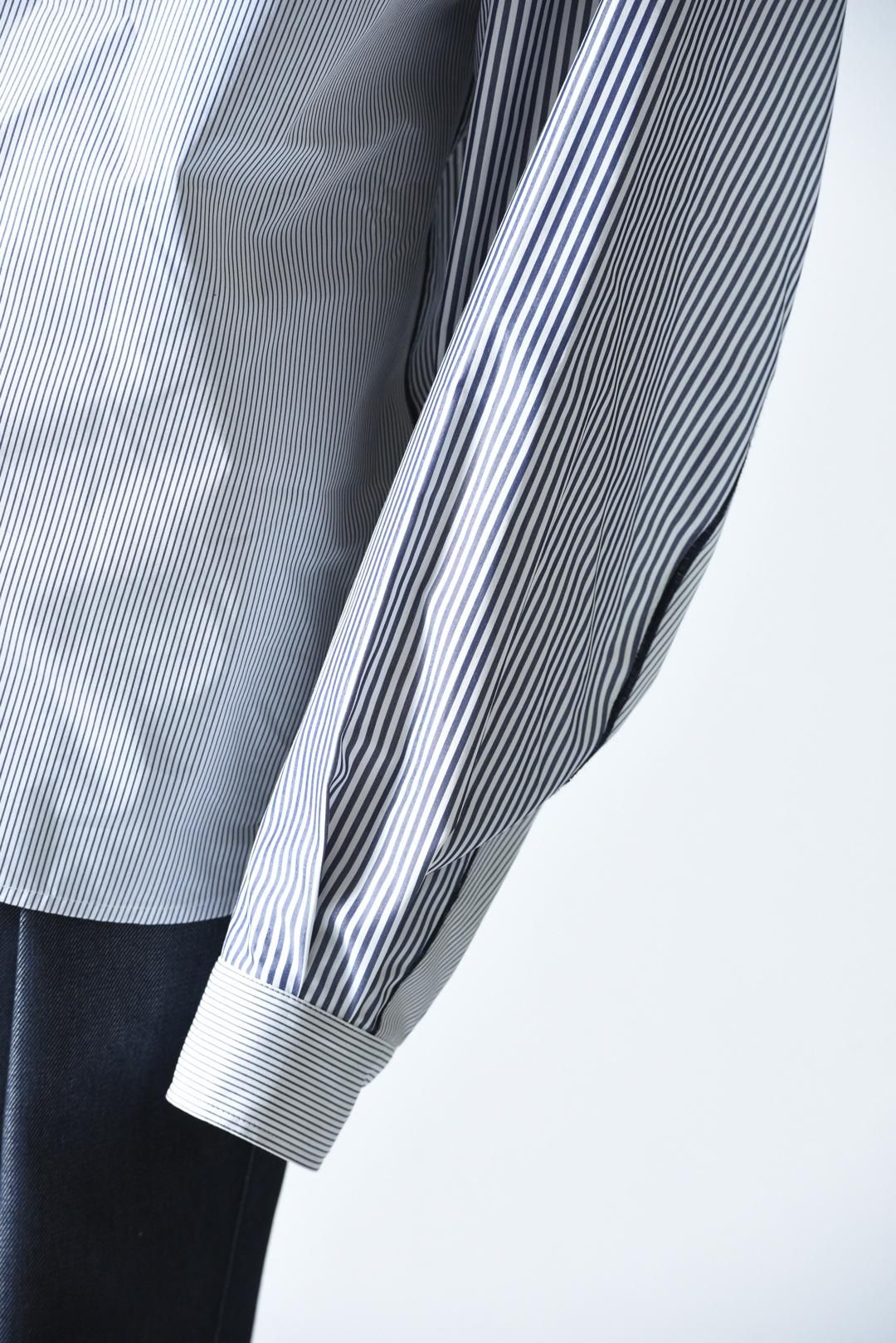 しままる VOAAOV ソフトシーマスタンドカラーシャツ Gray Stripe