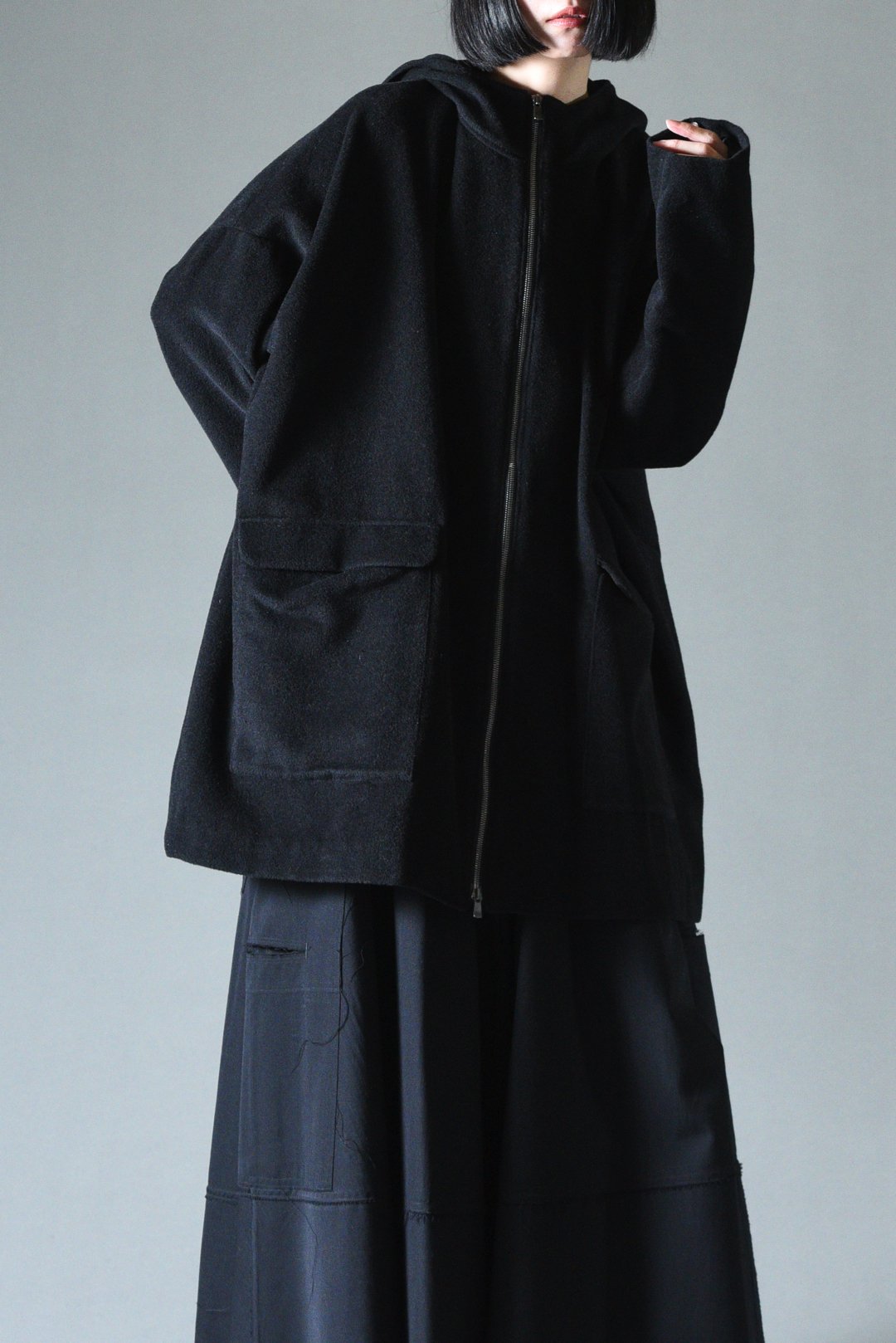 BISHOOL Angola Wool Hood Big Jacket袖丈50cm