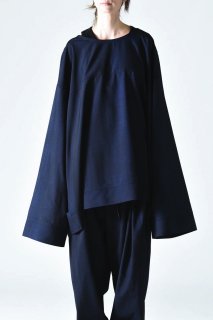 BISHOOL Urban Wool Switching Big Pullover blackblue