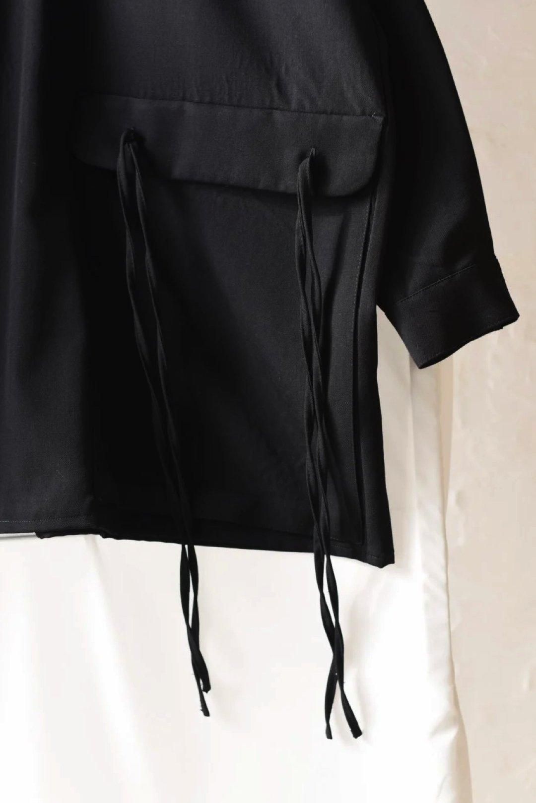 BISHOOL Wool Gabardine Big Pocket Shirt black - BISHOOL
