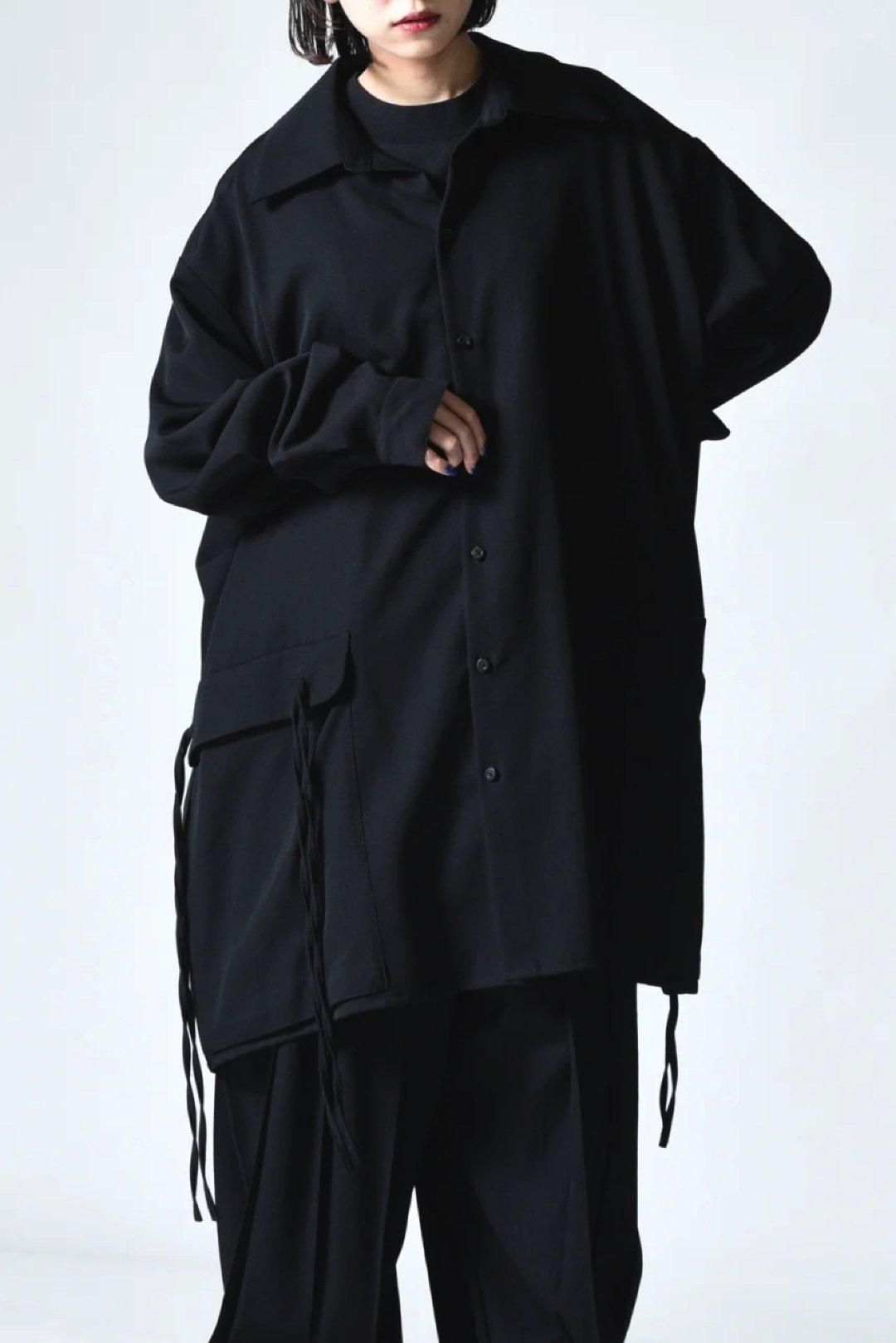 BISHOOL Wool Gabardine Big Pocket Shirt black - BISHOOL