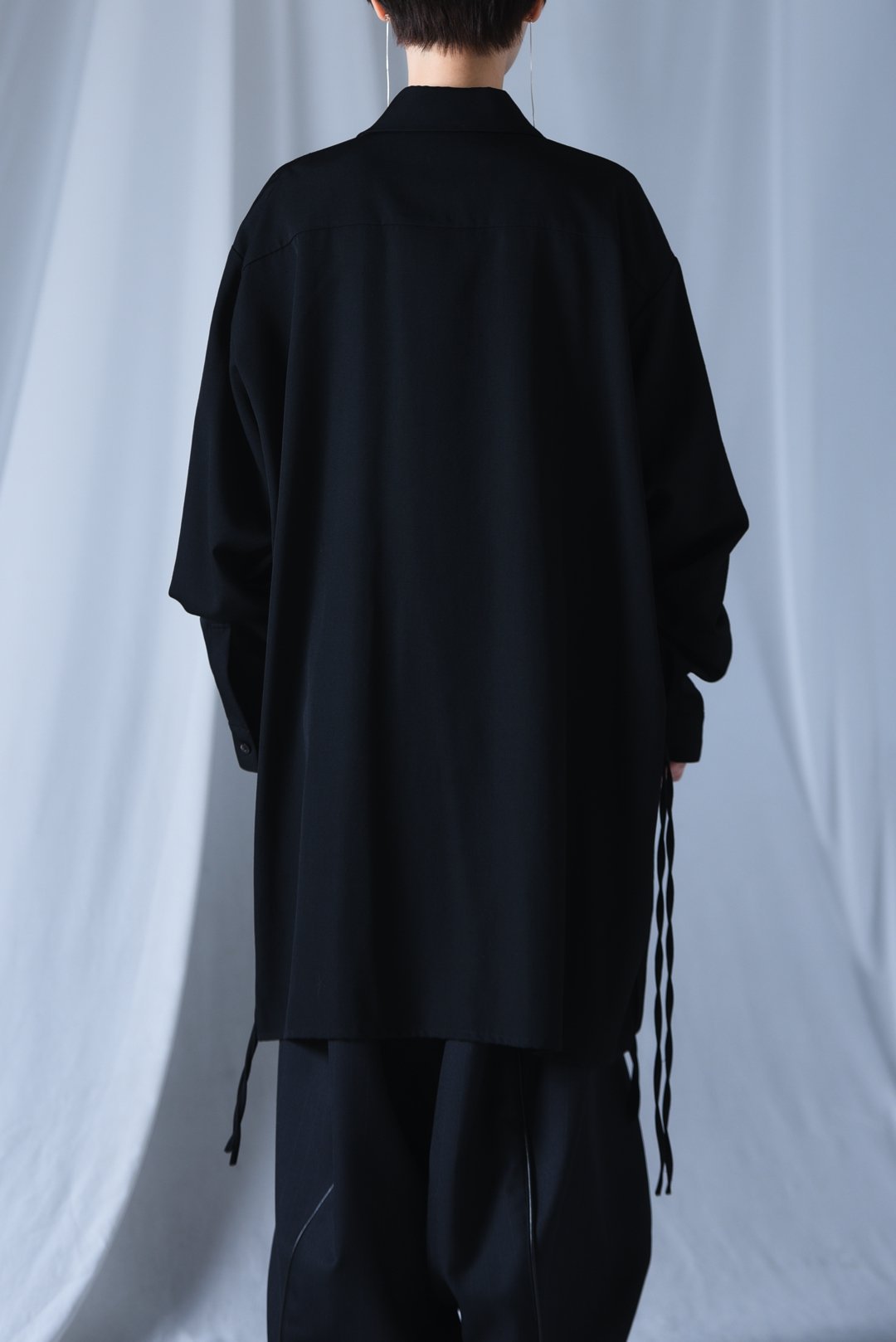 BISHOOL Wool Gabardine Big Pocket Shirt black - BISHOOL