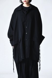 BISHOOL Wool Gabardine Big Pocket Shirt black