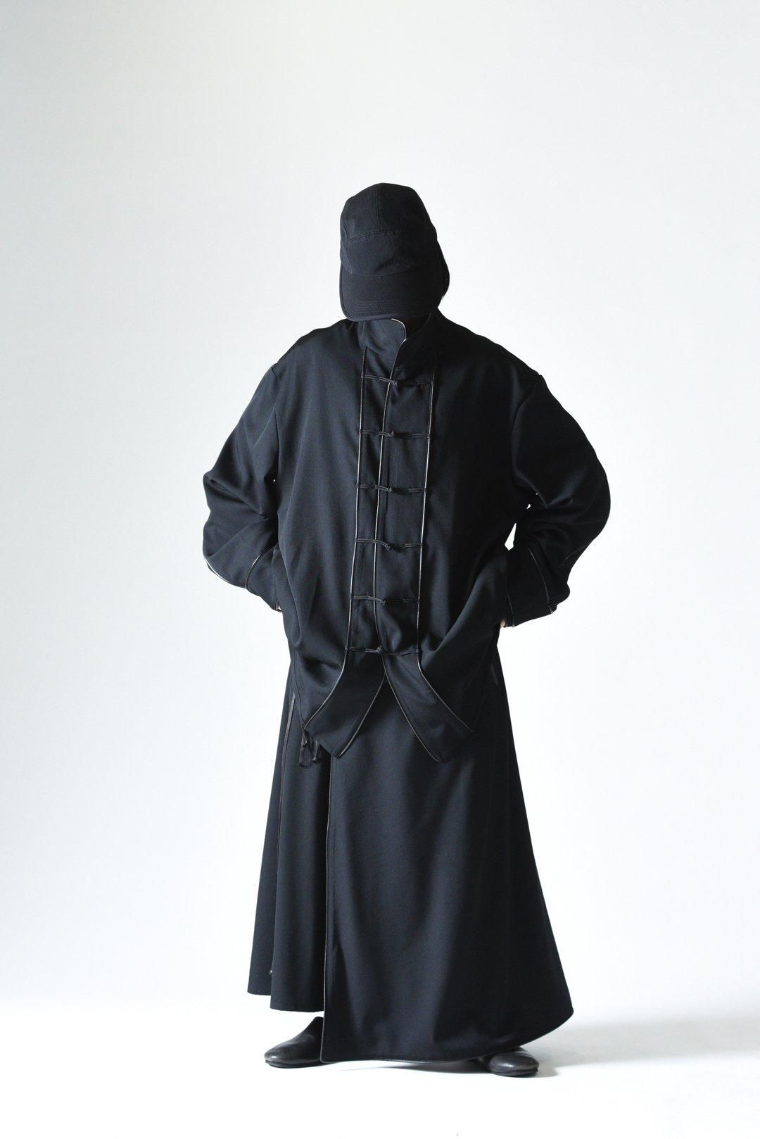 BISHOOL Wool Gabardine Leather Piping China Jacket - BISHOOL
