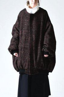 BISHOOL Wool Tweed Bomber Jacket red mix