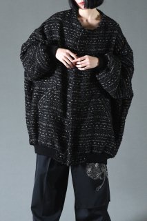 BISHOOL Wool Tweed Bomber Jacket black mix