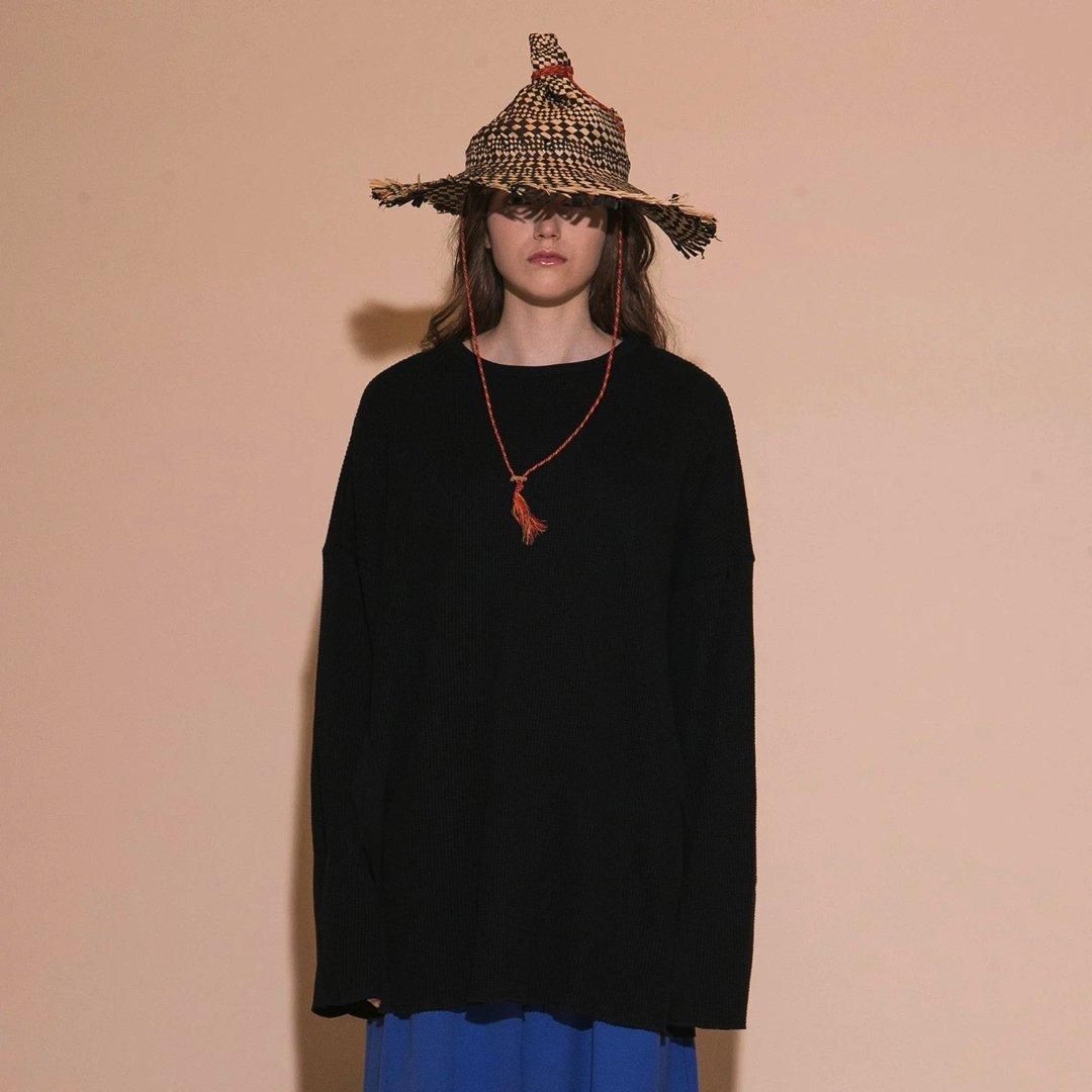 My Beautiful Landlet ワッフルドルマンスリーブロンT Black