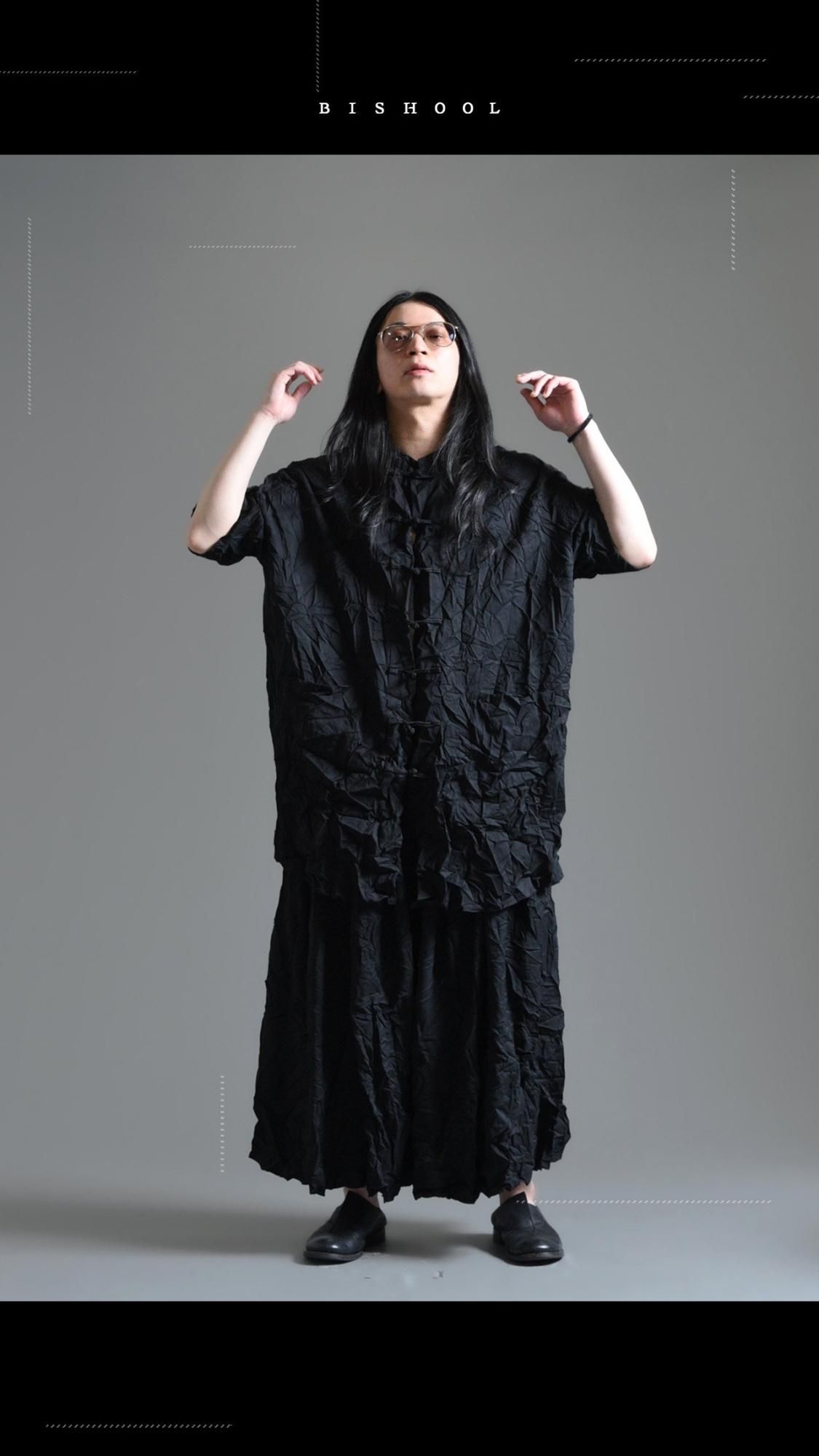 BISHOOL Wrinkled Wool Gabardine 3 Tuck 袴 Pants - BISHOOL