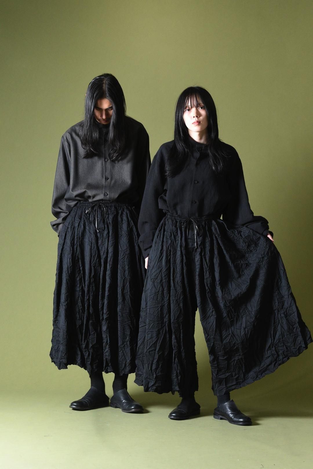 BISHOOL Wrinkled Wool Gabardine 3 Tuck 袴 Pants - BISHOOL