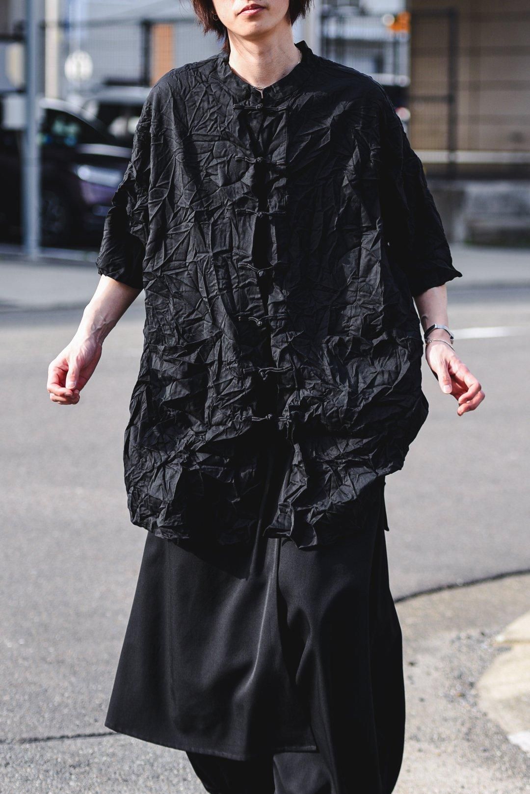 BISHOOL Wrinkled Wool Gabardine China Big Shirt - BISHOOL