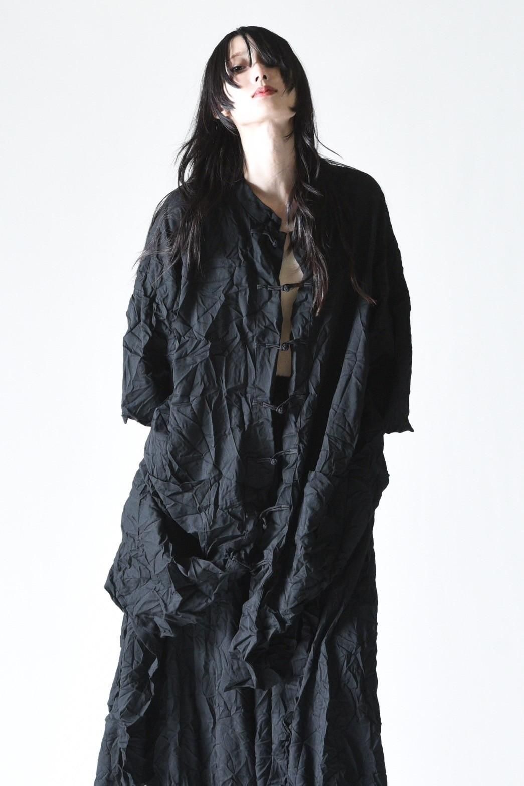 BISHOOL Wrinkled Wool Gabardine China Big Shirt - BISHOOL