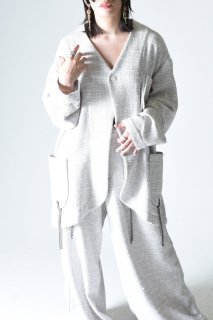 NaNo Art Tweed 3 Pocket Haori white