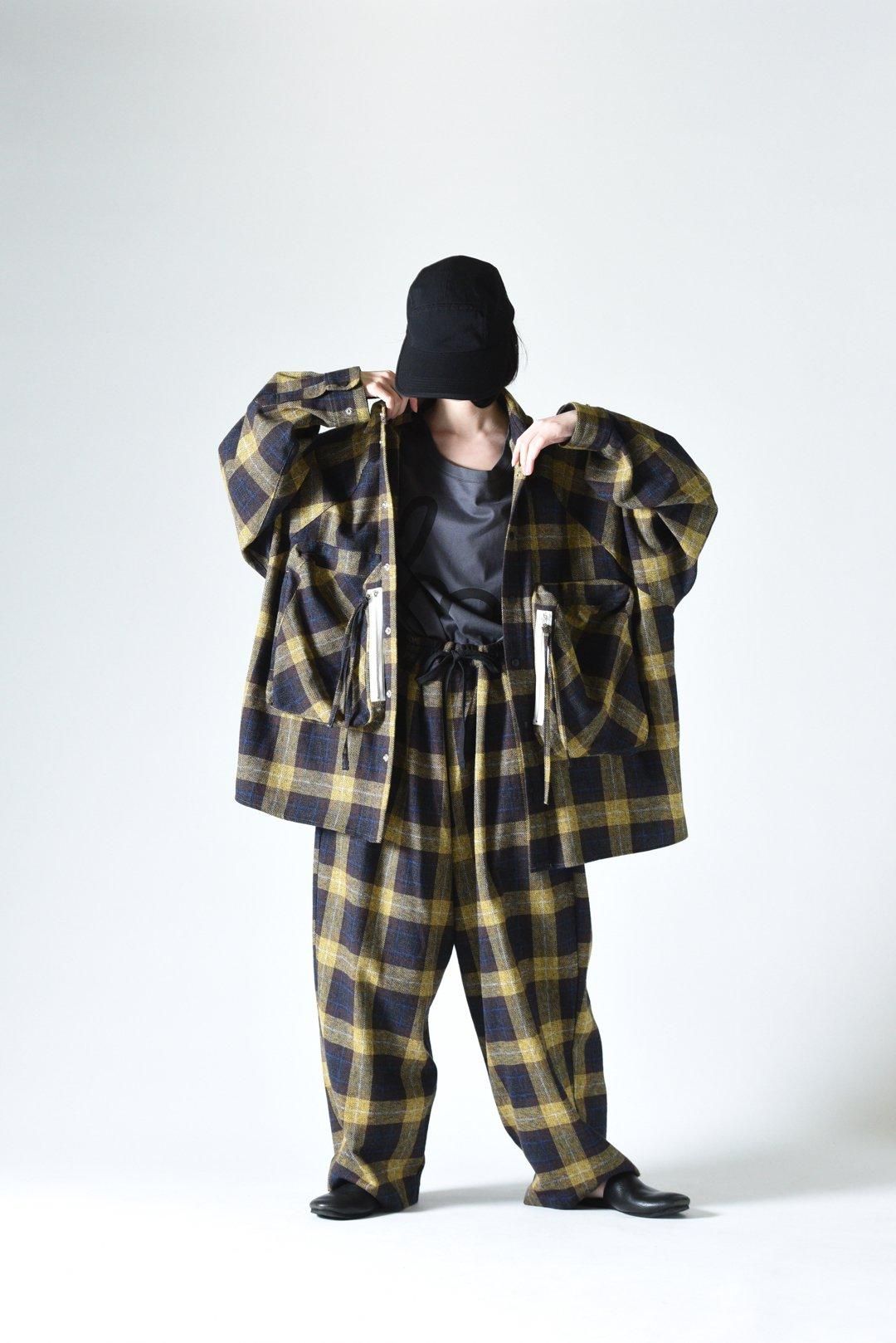 My Beautiful Landlet ウールコクーンパンツ My Beautiful Landlet チェックツイードコクーンパンツ Yellow