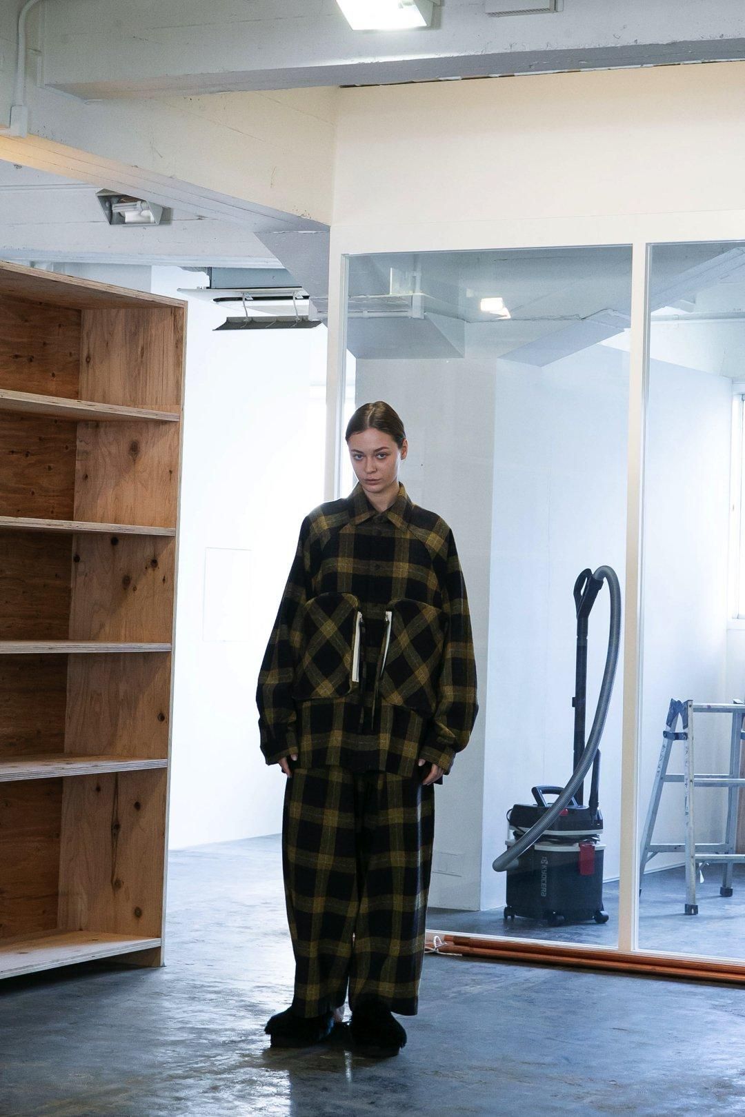 My Beautiful Landlet ウールコクーンパンツ My Beautiful Landlet ピンストライプウールコクーンビッグ