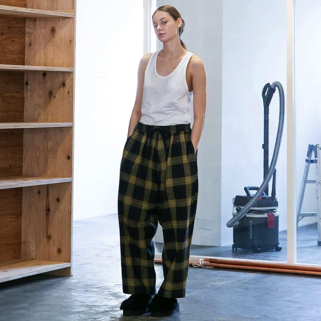 My Beautiful Landlet チェックツイードコクーンパンツ Yellow