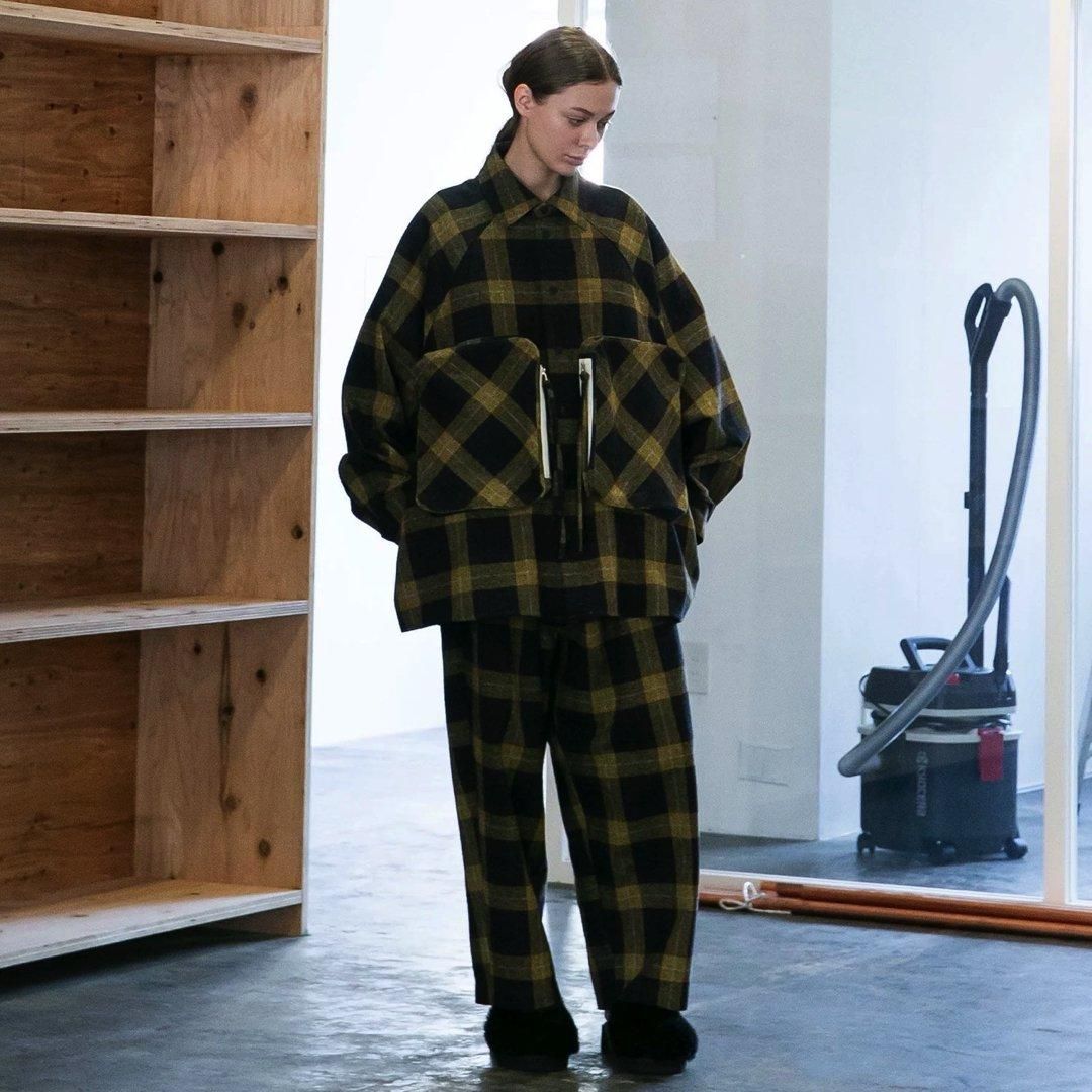 My Beautiful Landlet チェックツイードコクーンパンツ Yellow