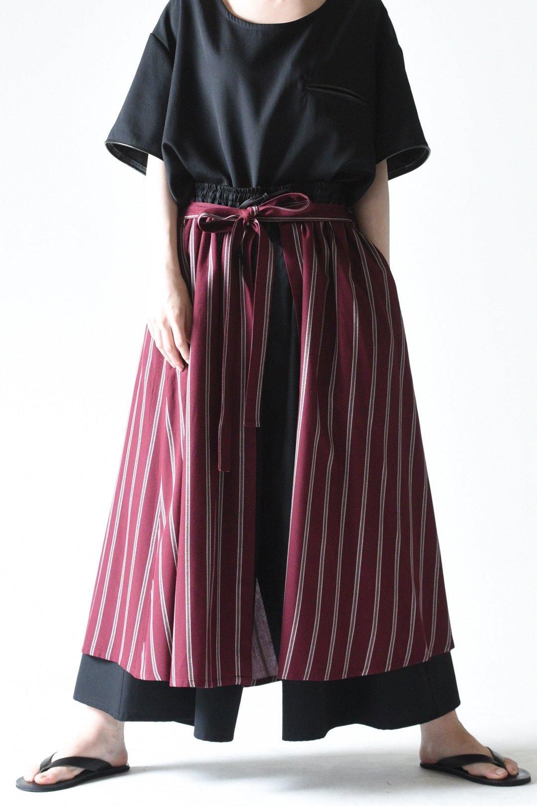 BISHOOL Wool Gabardine Layered 袴 Pants- Bishu Rayon Dobby BISHOOL Wool Gabardine Layered 袴 Pants- Bishu Rayon Dobby
