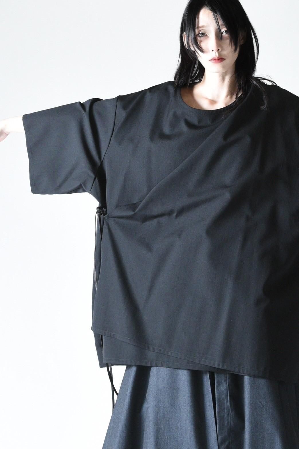BISHOOL Wool Gabardine Wrap Big Pullover black - BISHOOL