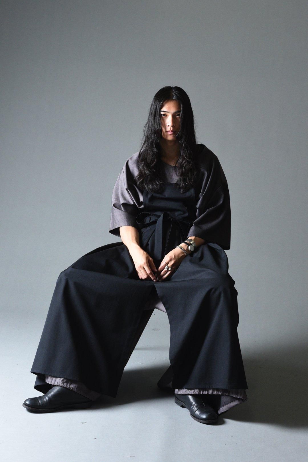 BISHOOL Wool Gabardine Wrap KIMONO Cloth black - BISHOOL