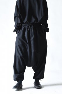 BISHOOL Vintage Wool Gabardine Sarrouel Balloon Pants black