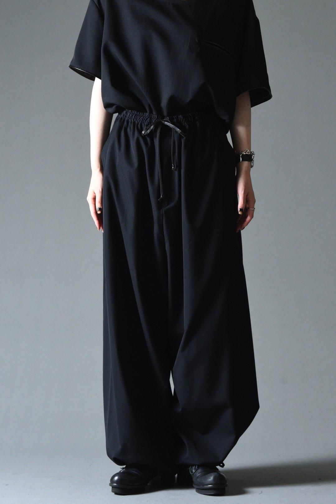 BISHOOL Wool Gabardine Easy Goto-Gi Pants black - BISHOOL