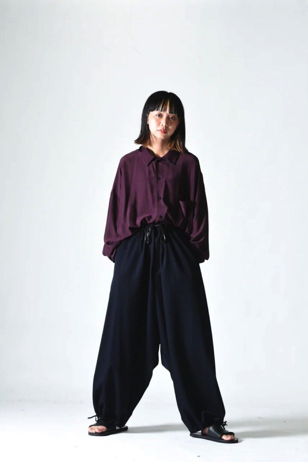 BISHOOL Wool Gabardine Easy Goto-Gi Pants navy - BISHOOL