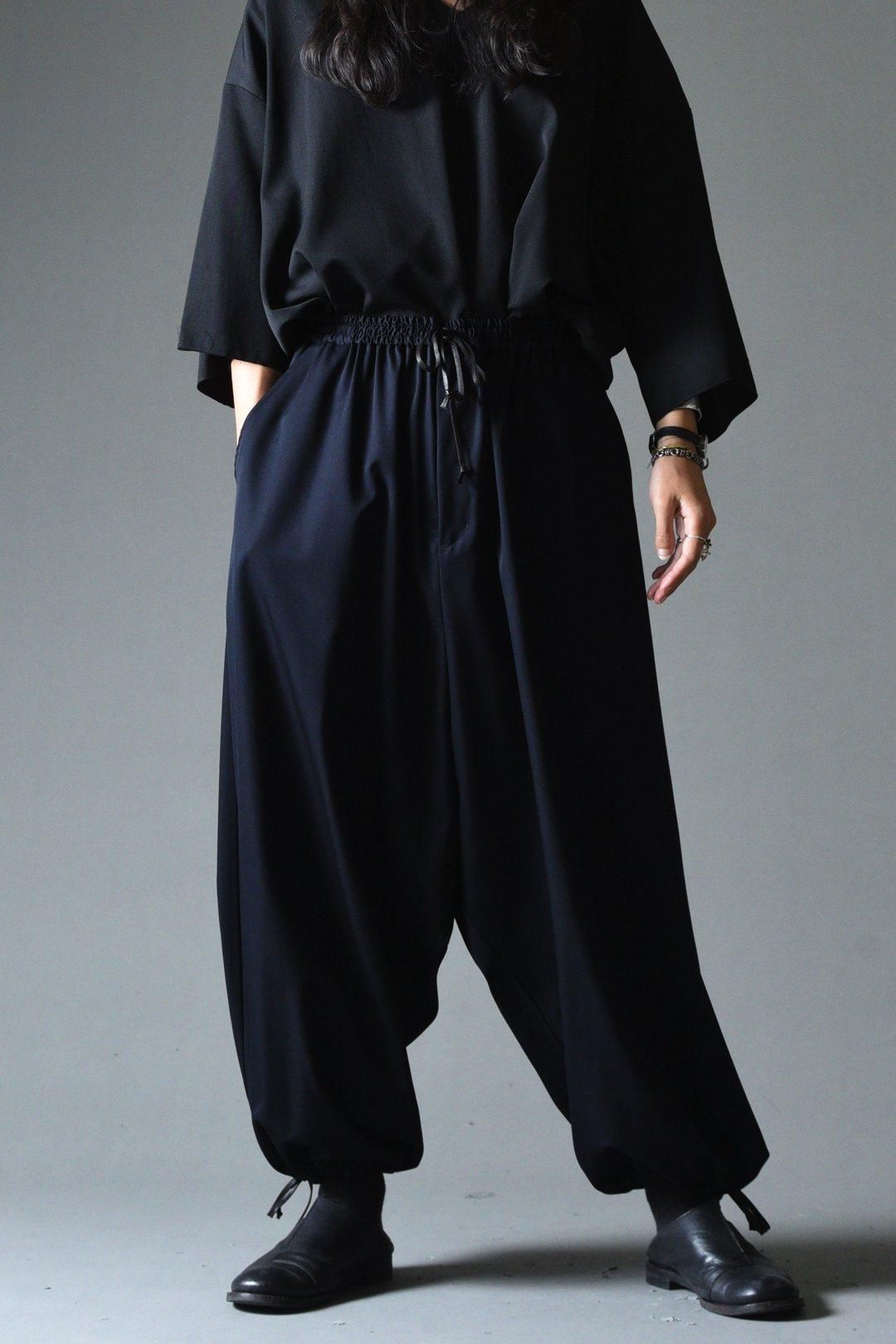 【BISHOOL】ウールギャバジンゴトギパンツ　サルエルパンツ　ワイドパンツ BISHOOL Wool Gabardine Easy Goto-Gi Pants navy - BISHOOL