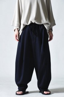 BISHOOL Wool Gabardine 3 Tuck Cocoon Pants navy