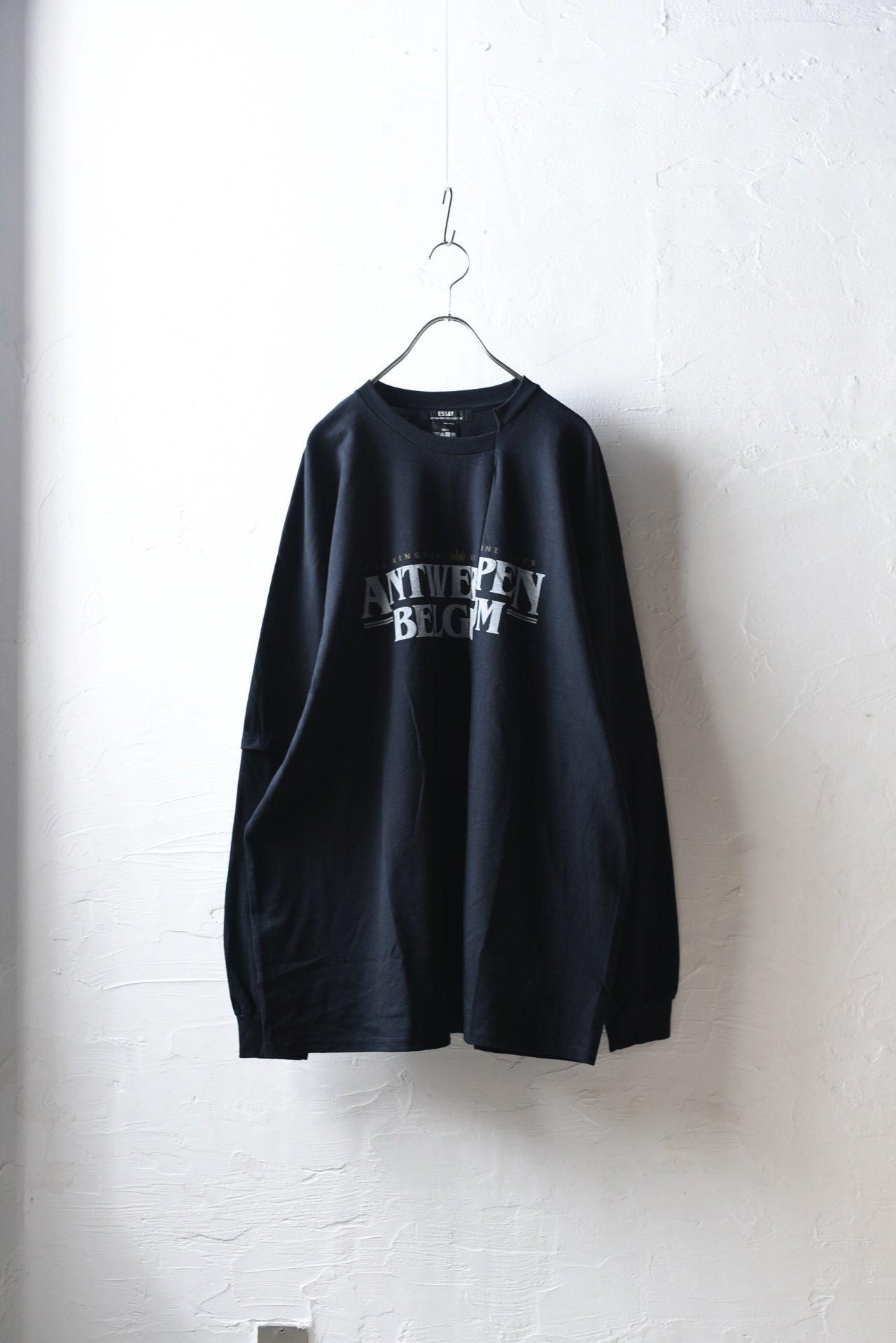 ESSAY CUT UP LONG LAYER T-SHIRT Antwerpen Black - BISHOOL,Edwina