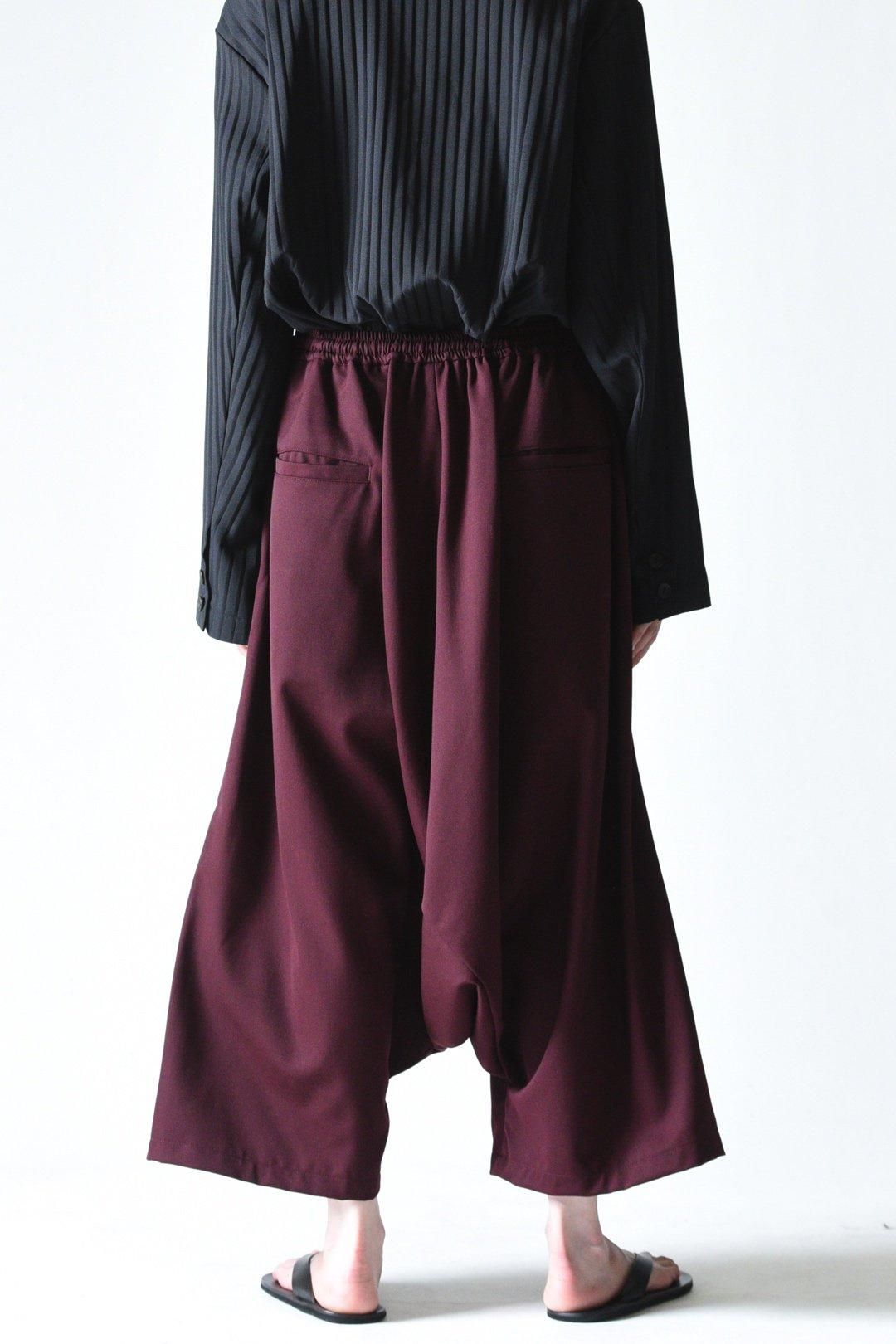 VISARUNO × ETHOMAS✨ウール・シルク・リネン混　イタリア製生地 BISHOOL Wool Gabardine Sarrouel Line Pants wine(A-023