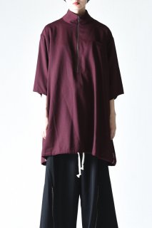 BISHOOL Wool Gabardine Half Zip Line Pullover wine