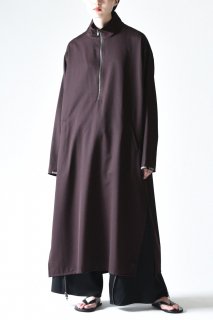 BISHOOL Wool Gabardine Half Zip Line One Piece brown