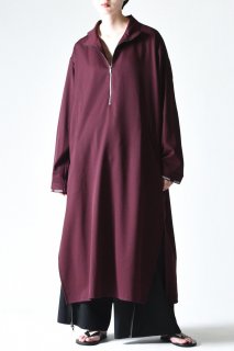 BISHOOL Wool Gabardine Half Zip Line One Piece wine