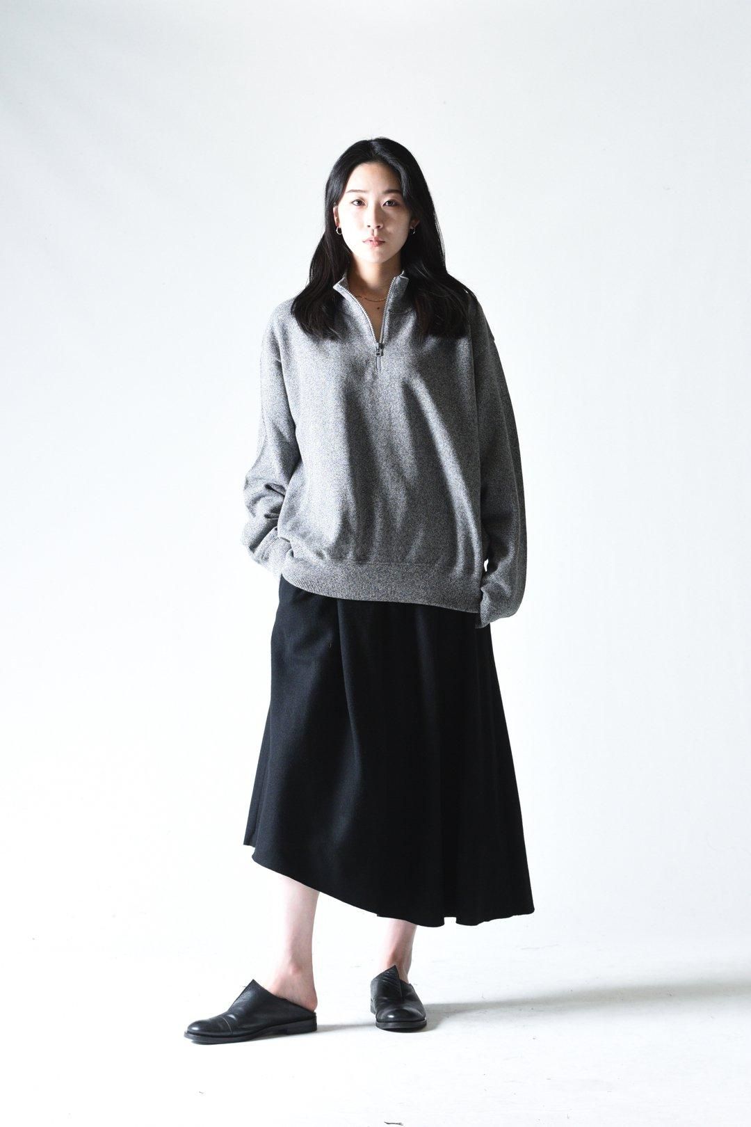 crepuscule Light Moss Stitch Half Zip Pullover D.Gray - BISHOOL