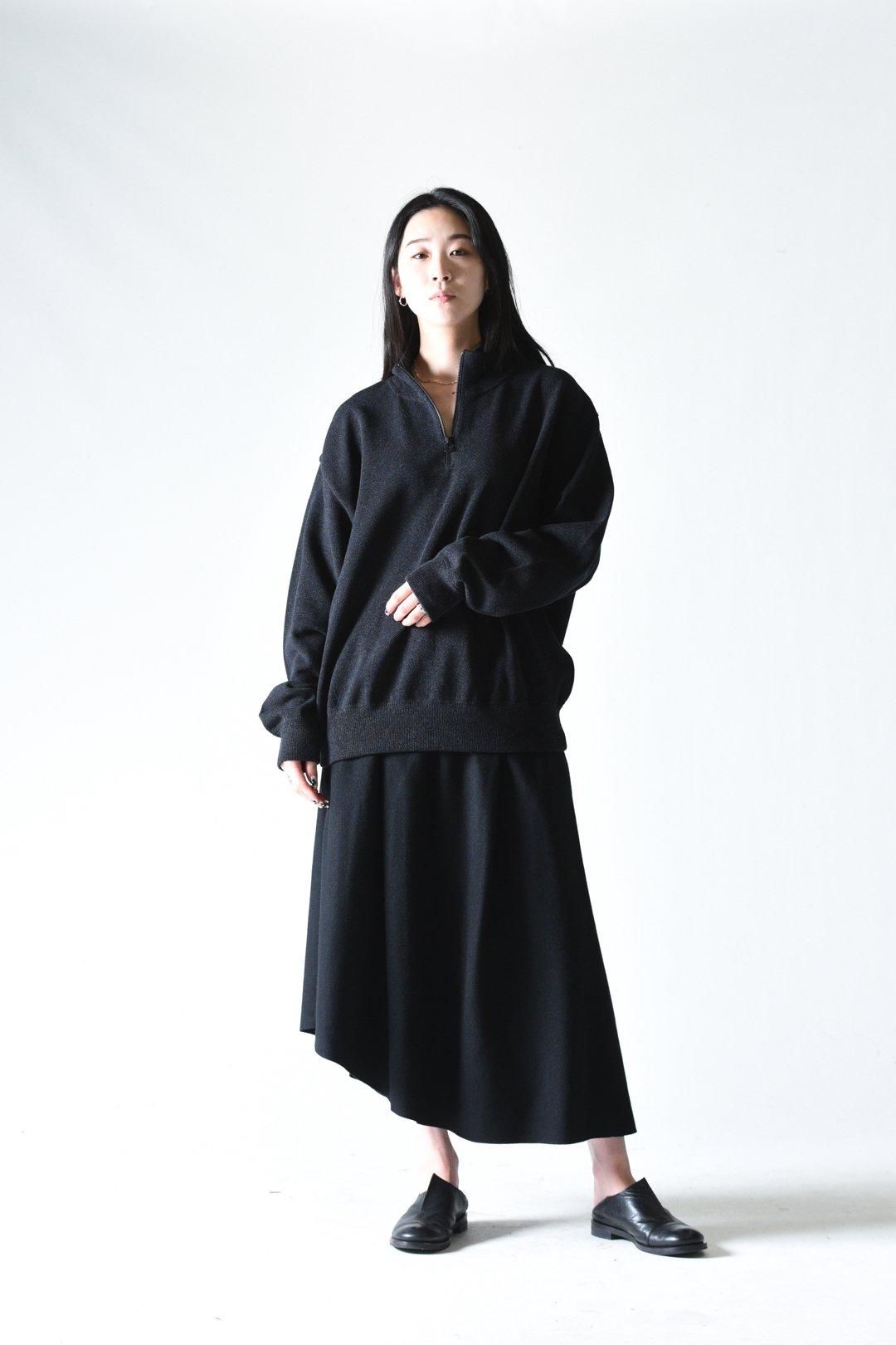 crepuscule Light Moss Stitch Half Zip Pullover Black