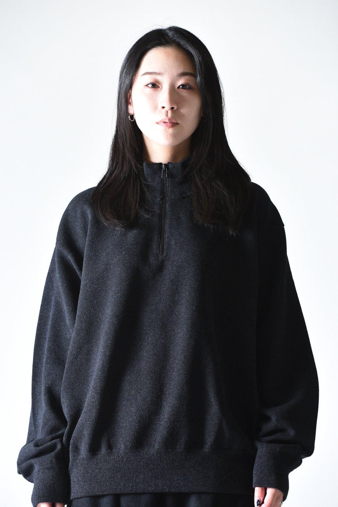 crepuscule Light Moss Stitch Half Zip Pullover Black